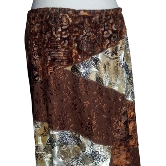 Vintage City Girl Mixed Media Patchwork Artsy Animal Print Boho‎ Maxi Skirt 10 - Picture 5 of 8